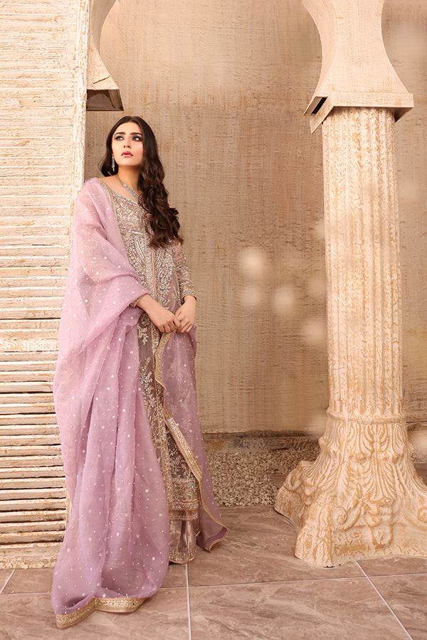 Lilac Hand-Embellished Organza Salwar Kameez (3-Piece) - Image 1