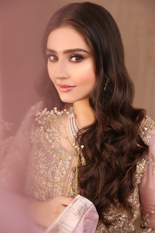 Lilac Hand-Embellished Organza Salwar Kameez (3-Piece) - Image 3