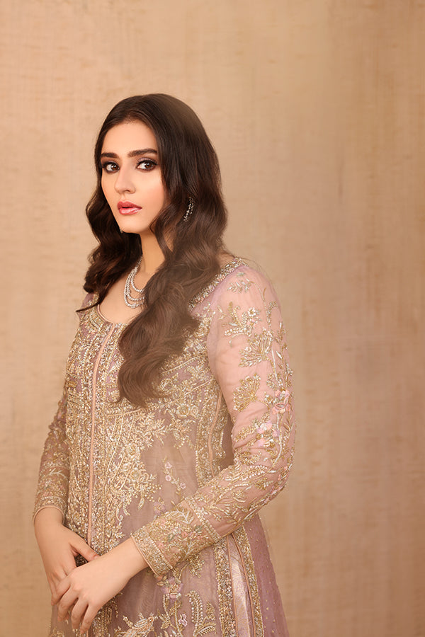 Lilac Hand-Embellished Organza Salwar Kameez (3-Piece) - Image 4