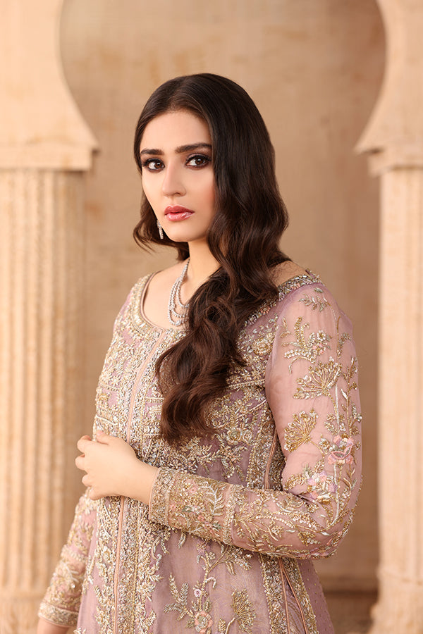 Lilac Hand-Embellished Organza Salwar Kameez (3-Piece) - Image 6