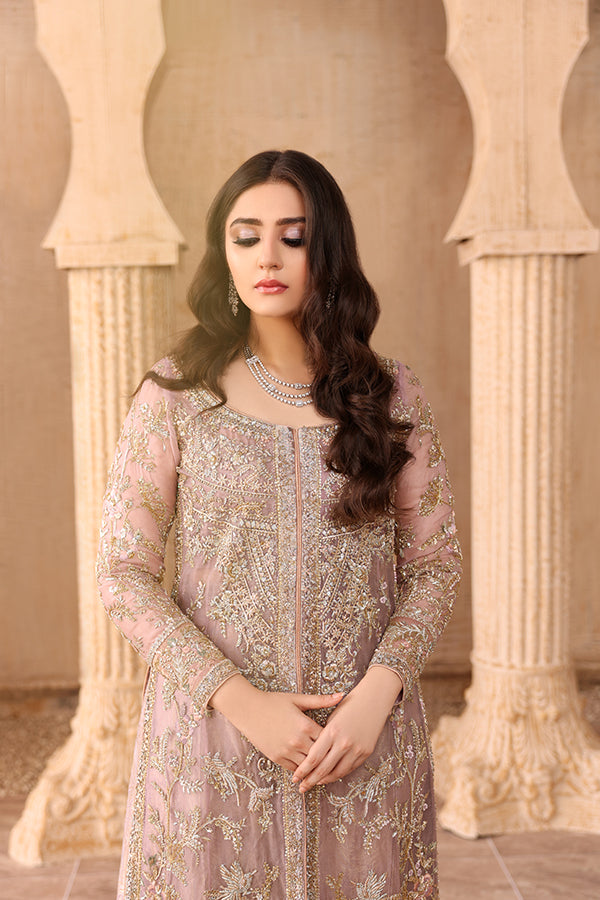 Lilac Hand-Embellished Organza Salwar Kameez (3-Piece) - Image 8