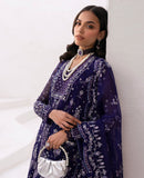 Deep Purple Hand-Embellished Organza Jacket Salwar Kameez (4-Piece) - Image 5