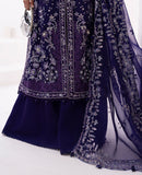 Deep Purple Hand-Embellished Organza Jacket Salwar Kameez (4-Piece) - Image 6