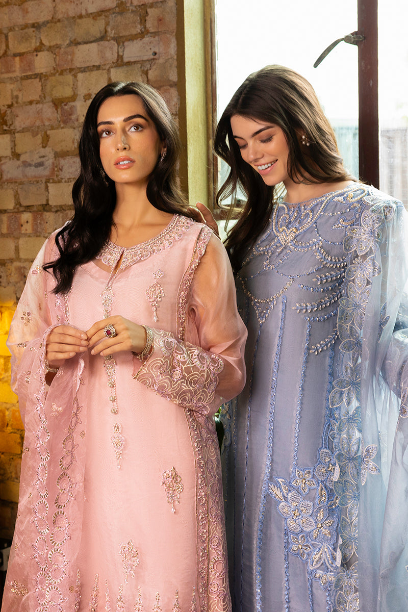 Pakistani Soft Purple Embroidered Organza Salwar Kameez (3-Piece) - Image 7