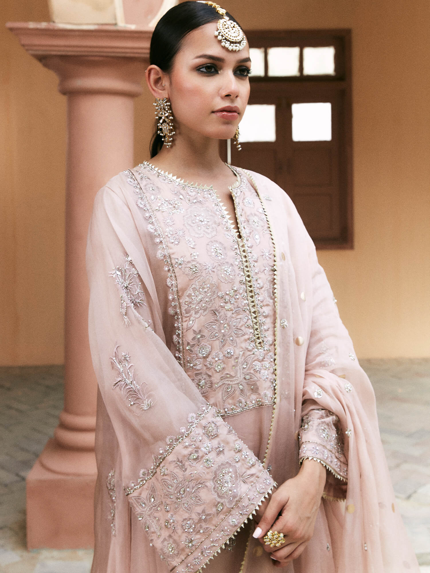 Pakistani Lilac Embroidered Organza Salwar Kameez (3-Piece) - Image 2