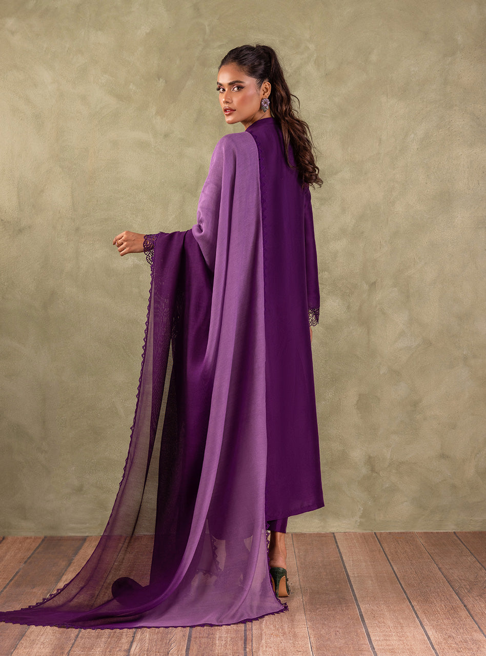 Amethyst Cutwork Raw Silk Salwar Kameez (3-Piece) - Image 2