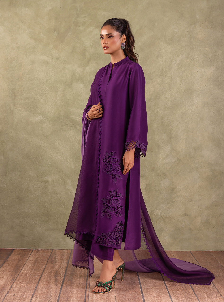 Amethyst Cutwork Raw Silk Salwar Kameez (3-Piece) - Image 5