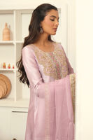 Lilac Hand Embroidered Silk Salwar Kameez (3-Piece) - Image 7