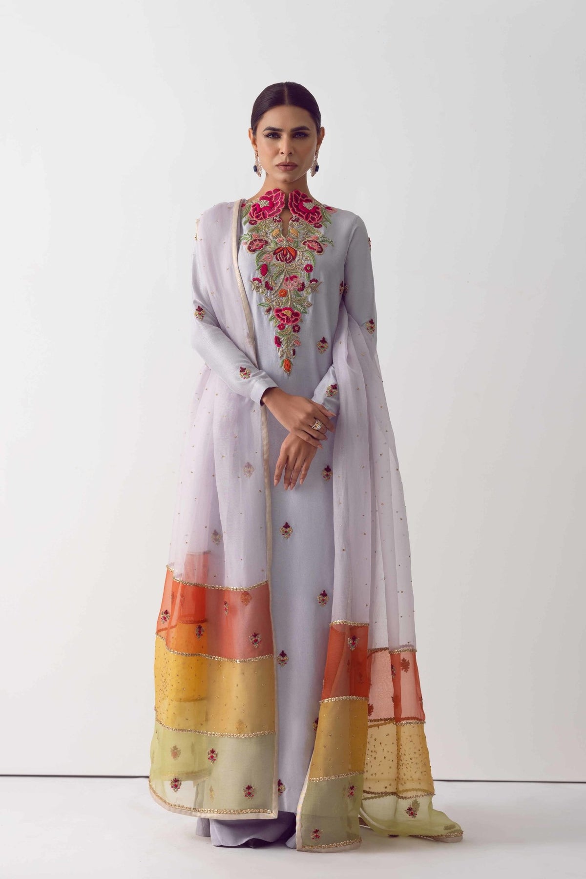 Lavender Zardozi Raw Silk Salwar Kameez (3-Piece) - Image 1