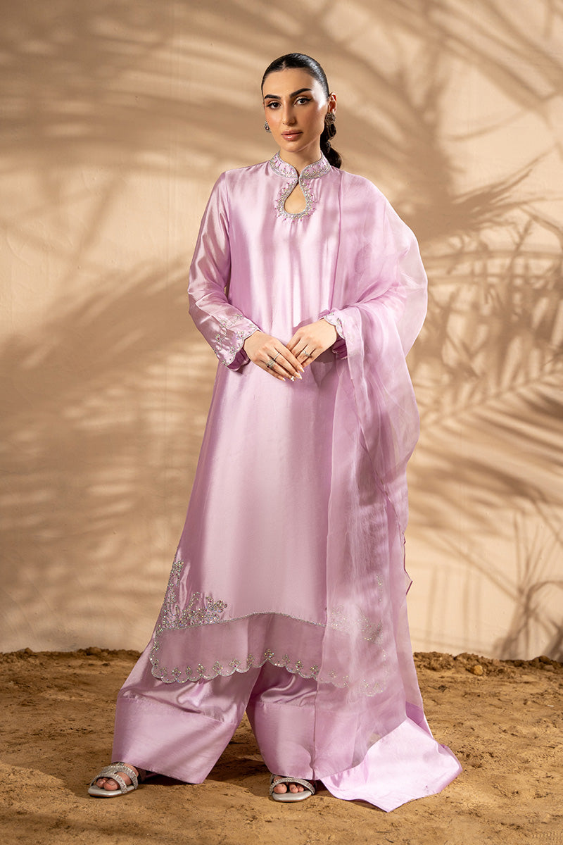 Lilac Swarovski Sheesha Silk Salwar Kameez (3-Piece) - Image 1