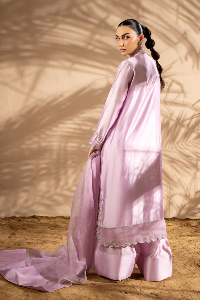 Lilac Swarovski Sheesha Silk Salwar Kameez (3-Piece) - Image 3