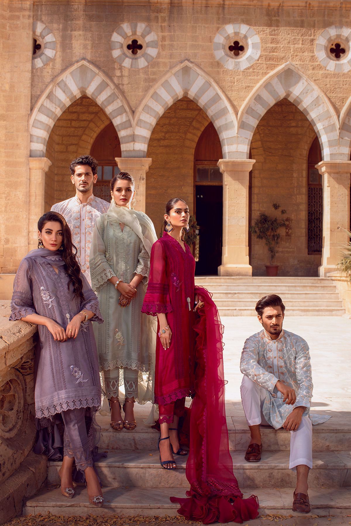 Pakistani Iris Embroidered Silk Net Salwar Kameez (3-Piece) - Image 5