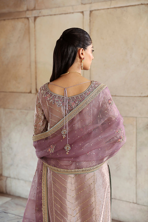 Lilac Embroidered Tissue Salwar Kameez (3-Piece) - Image 4