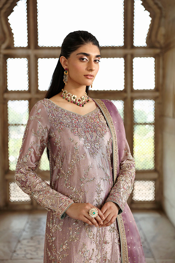 Lilac Embroidered Tissue Salwar Kameez (3-Piece) - Image 6