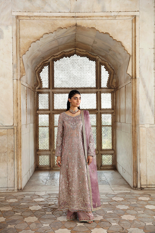 Lilac Embroidered Tissue Salwar Kameez (3-Piece) - Image 7