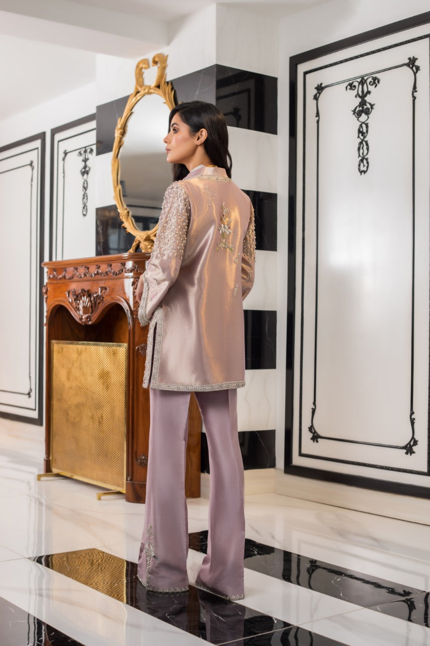 Lavender Zardozi Tissue Jacket Set (3-Piece) - Image 4