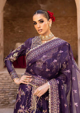Pakistani Deep Purple Hand-Embellished Tussel Silk Salwar Kameez (3-Piece) - Image 5