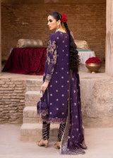 Pakistani Deep Purple Hand-Embellished Tussel Silk Salwar Kameez (3-Piece) - Image 6