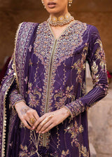 Pakistani Deep Purple Hand-Embellished Tussel Silk Salwar Kameez (3-Piece) - Image 7