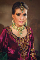 Purple Embroidered Velvet Salwar Kameez (3-Piece) - Image 4