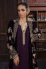 Pakistani Plum Embellished Velvet Long Jacket Set (3-Piece) - Image 4