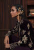 Pakistani Plum Embellished Velvet Long Jacket Set (3-Piece) - Image 8