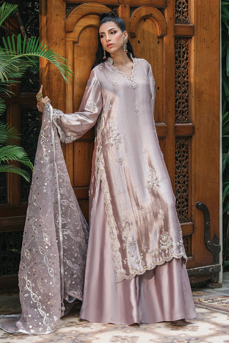 Pakistani Lilac Zardozi Zari Net & Sheesha Silk Salwar Kameez (3-Piece) - Image 1