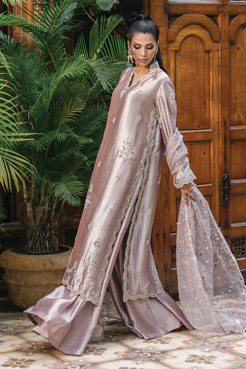 Pakistani Lilac Zardozi Zari Net & Sheesha Silk Salwar Kameez (3-Piece) - Image 8