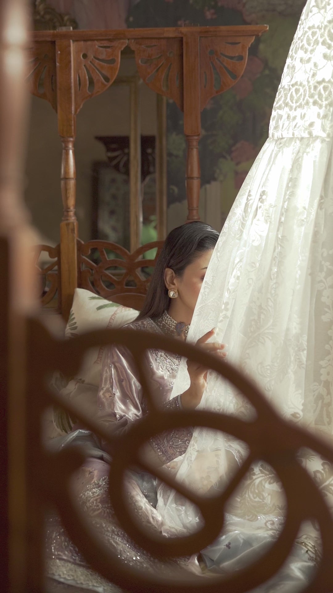 Purple Silver Embroidered Zarri Silk Salwar Kameez (3-Piece) - Image 17