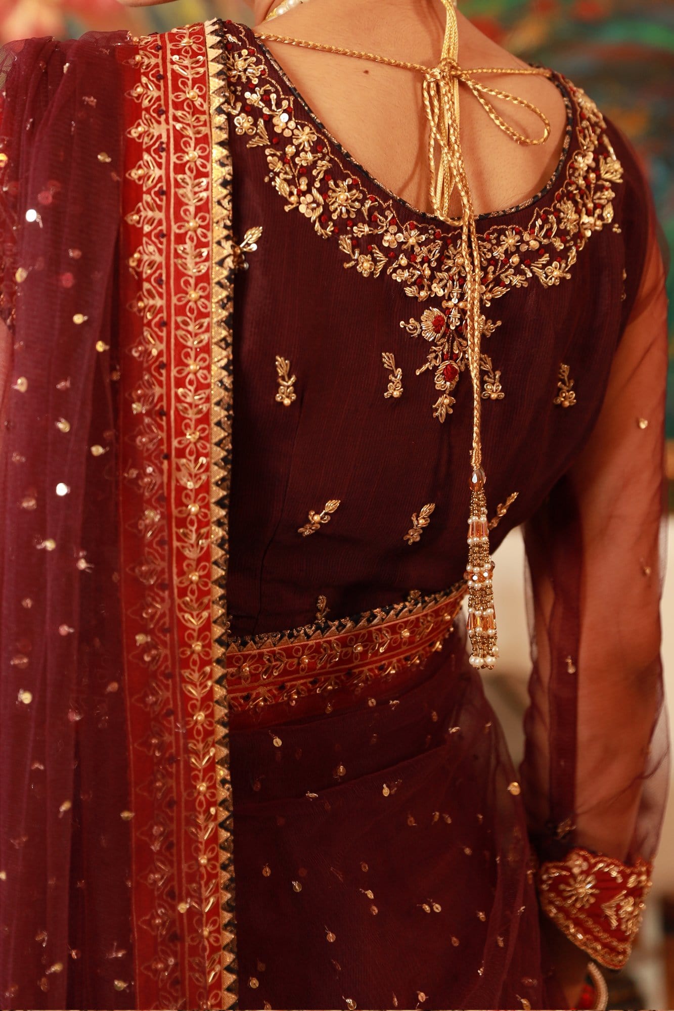 Purple Embellished Net Saree with Raw Silk Blouse (3-Piece) - Image 1