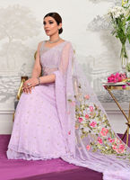 Lilac Embellished Tulle Saree (3-Piece) - Image 4