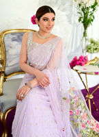 Lilac Embellished Tulle Saree (3-Piece) - Image 5