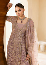 Lilac Embellished Net Sharara Set (3-Piece) - Image 3