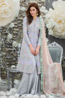 Pakistani Lavender Embroidered Messuri Sharara Set (3-Piece) - Image 2