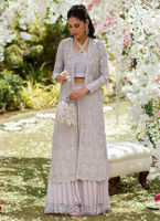 Lavender Hand-Embellished Net Organza Sharara (3-Piece) - Image 2