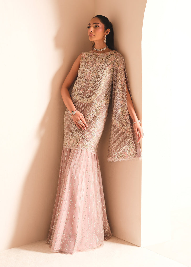 Indian Lilac Embellished Net Sharara Set (3-Piece) - Image 4