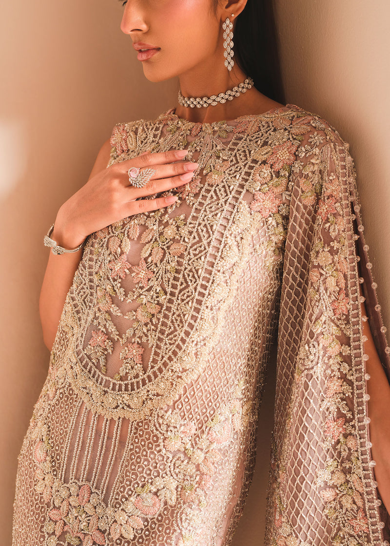 Lilac Embroidered Net Sharara Set (3-Piece) - Image 3