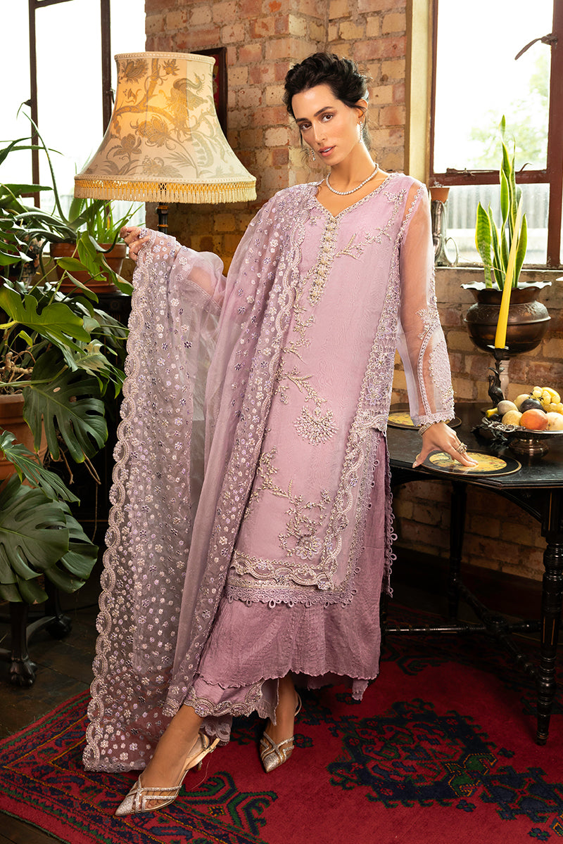 Pakistani Lilac Embroidered Organza Sharara (3-Piece) - Image 1