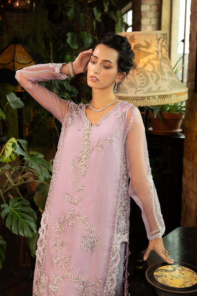 Pakistani Lilac Embroidered Organza Sharara (3-Piece) - Image 3