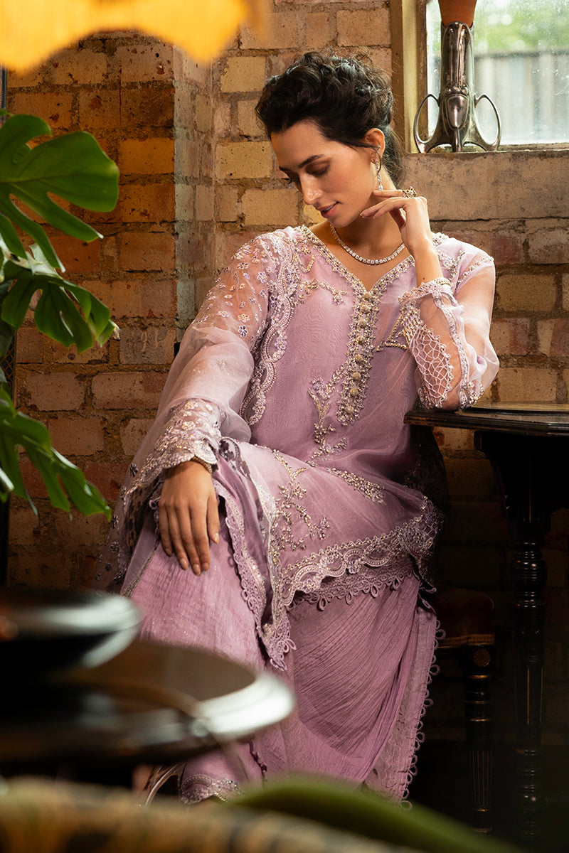 Pakistani Lilac Embroidered Organza Sharara (3-Piece) - Image 4