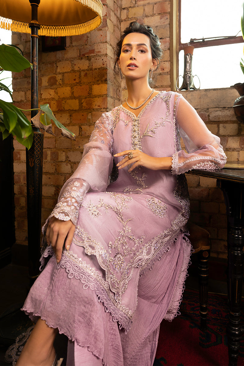 Pakistani Lilac Embroidered Organza Sharara (3-Piece) - Image 7
