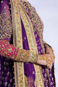 Pakistani Purple Zardozi Net & Silk Sharara (3-Piece) - Image 10