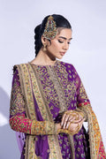 Pakistani Purple Zardozi Net & Silk Sharara (3-Piece) - Image 3