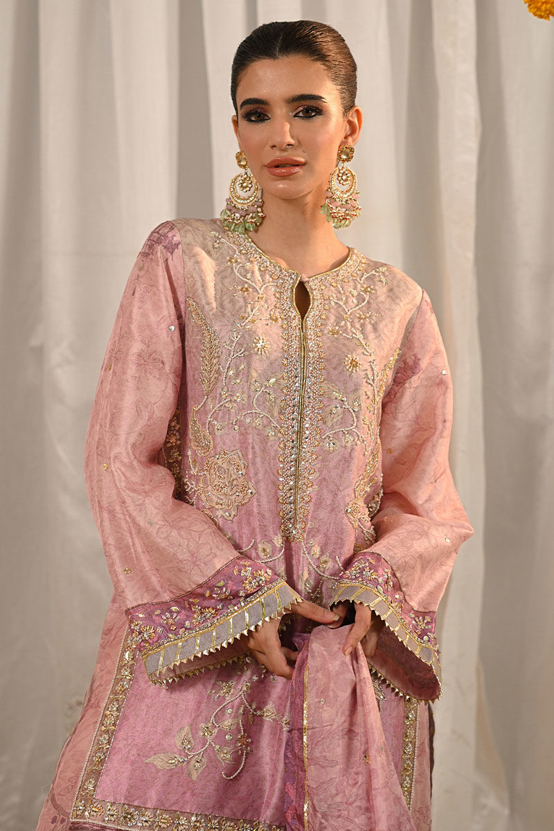 Lilac Embroidered Silk-Blend Sharara Set (3-Piece) - Image 2
