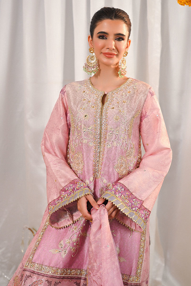 Lilac Embroidered Silk-Blend Sharara Set (3-Piece) - Image 6