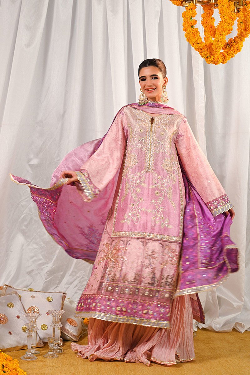 Lilac Embroidered Silk-Blend Sharara Set (3-Piece) - Image 7