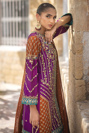 Indian Plum Hand Embroidered Pure Silk Sharara (3-Piece) - Image 4