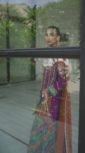 Indian Plum Hand Embroidered Pure Silk Sharara (3-Piece) - Image 8