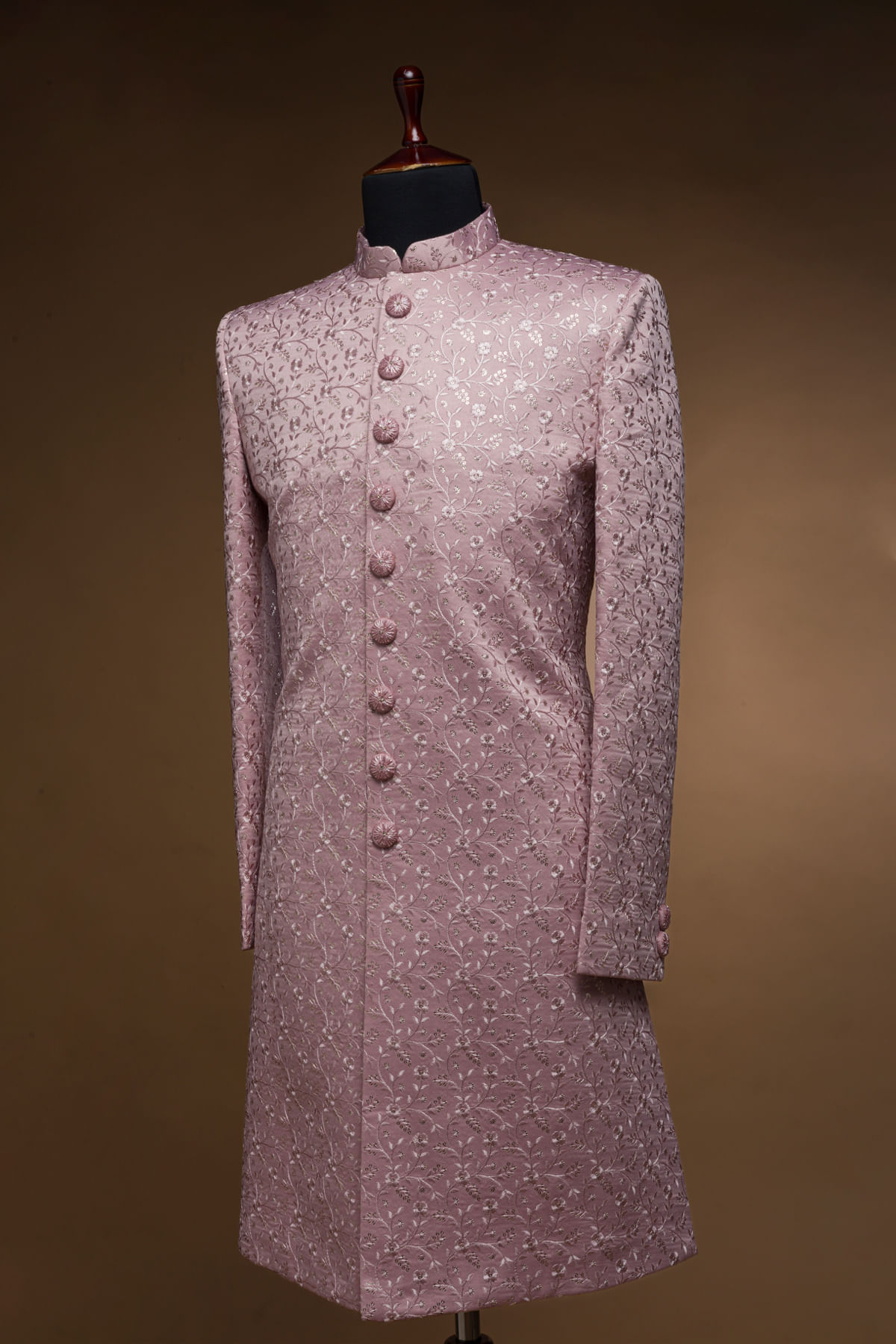 Lavender Resham Embroidered Silk Sherwani (2-Piece) - Image 3