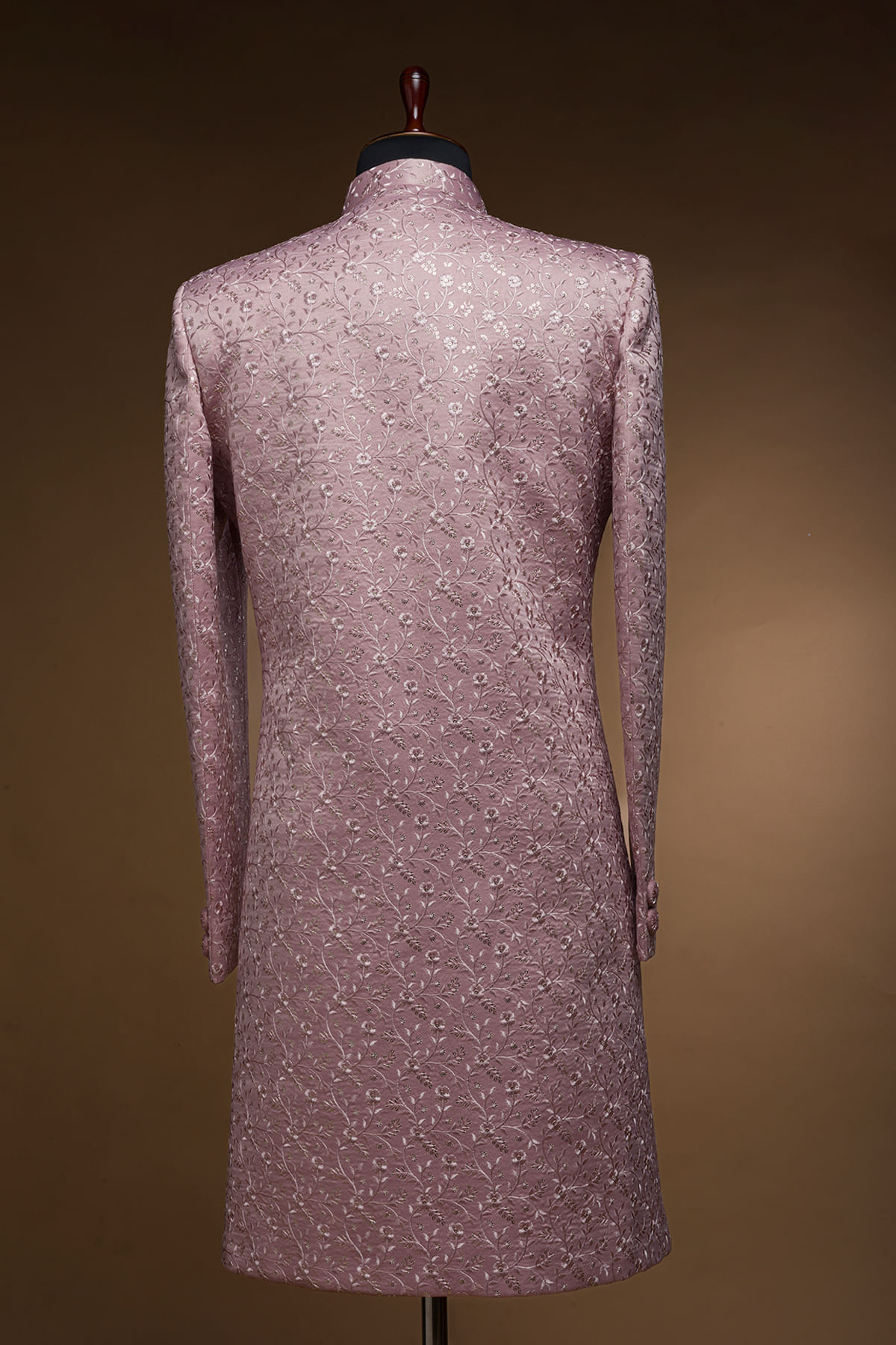 Lavender Resham Embroidered Silk Sherwani (2-Piece) - Image 4